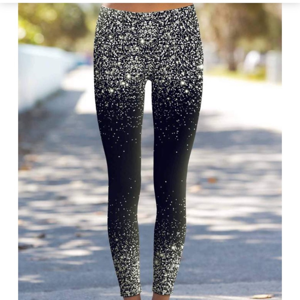 NWT SILVER CHICHI LUCY BLACK PRINTED LEGGINGS